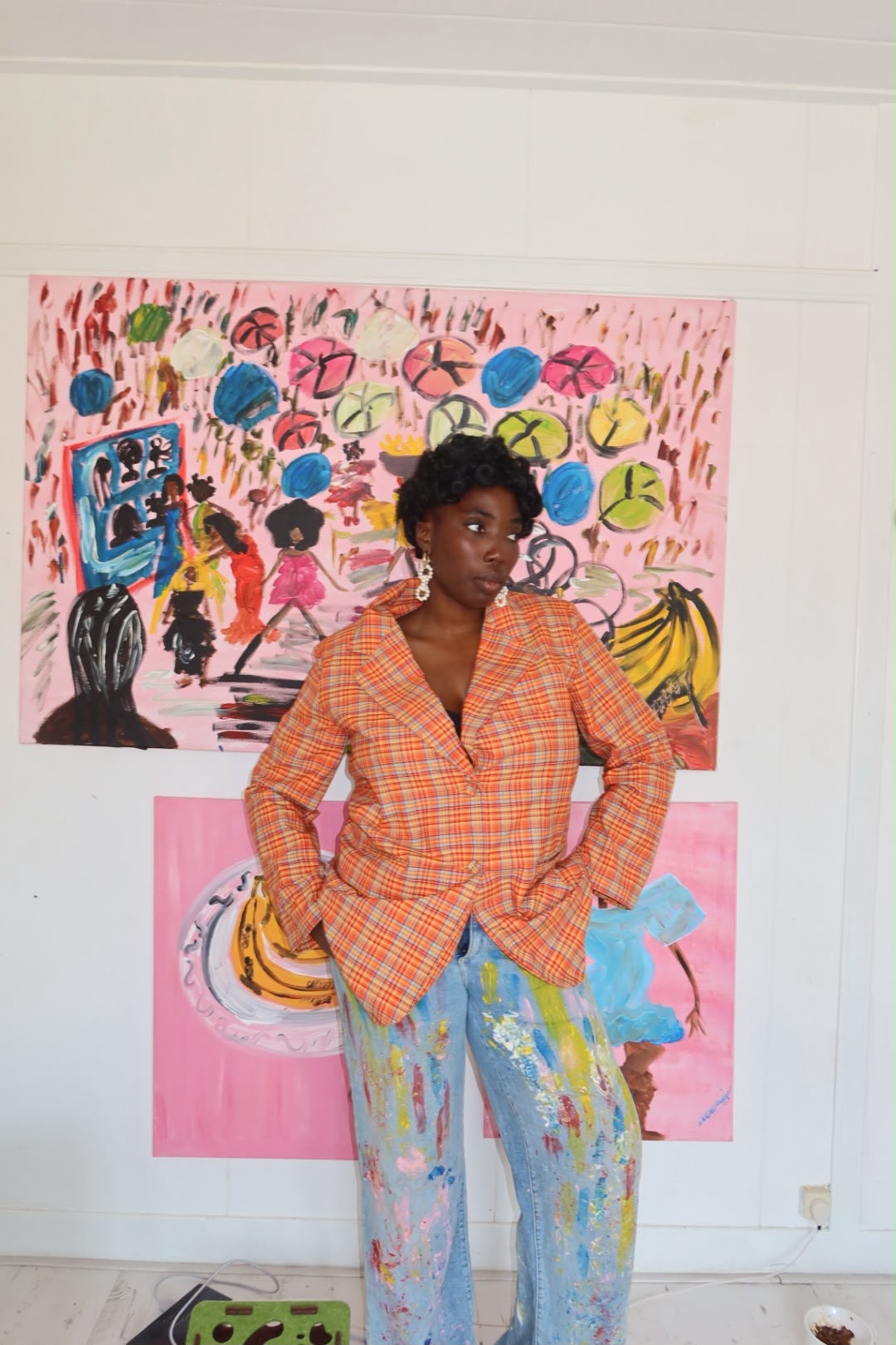 Painted denim with brushstrokes