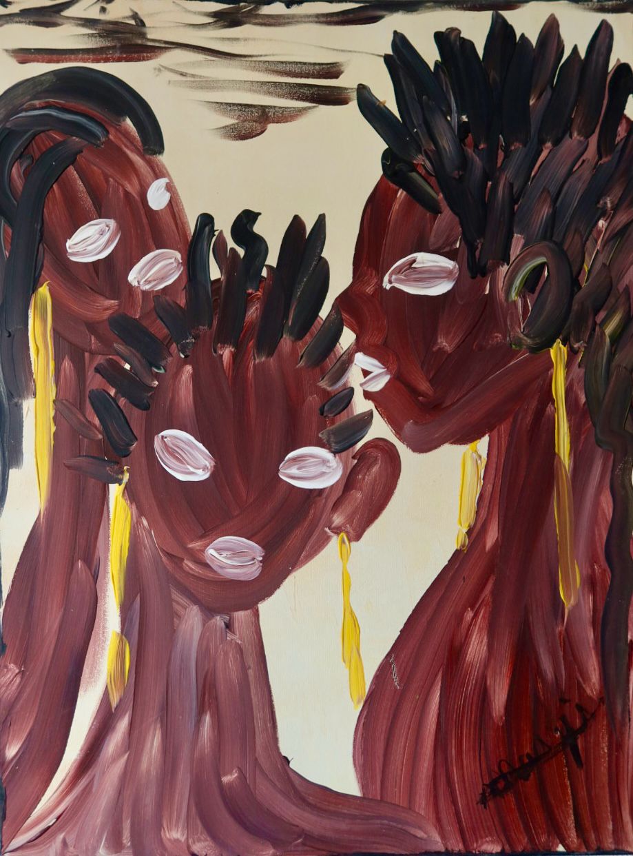 Golden girls. acrylic on canvas painting (75 × 100 cm) by Amsterdam artist Michelle Amo
