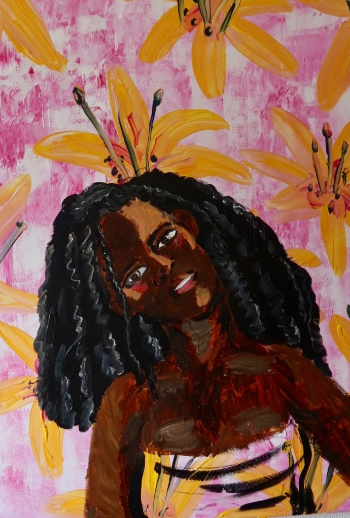 Desert flower, Oh Maria!. acrylic on canvas painting (65 × 80 cm) by Amsterdam artist Michelle Amo