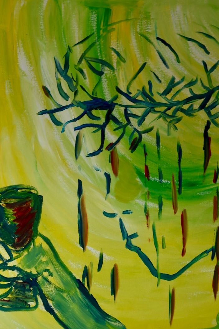 Torn Crowns and blood tears. acrylic on canvas painting (60 × 80 cm) by Amsterdam artist Michelle Amo