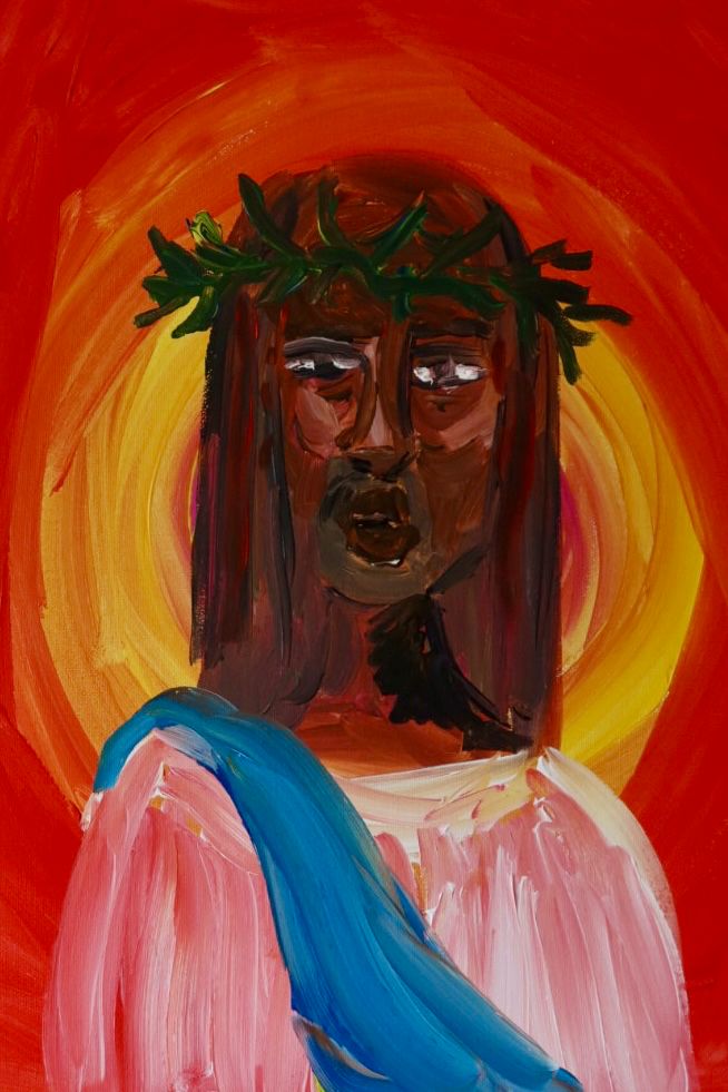 Gezus. acrylic on canvas painting (40 × 60 cm) by Amsterdam artist Michelle Amo