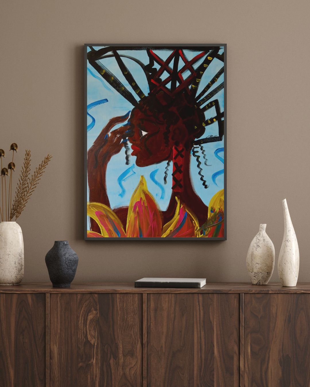 Coming to Amsterdam print framed in a room