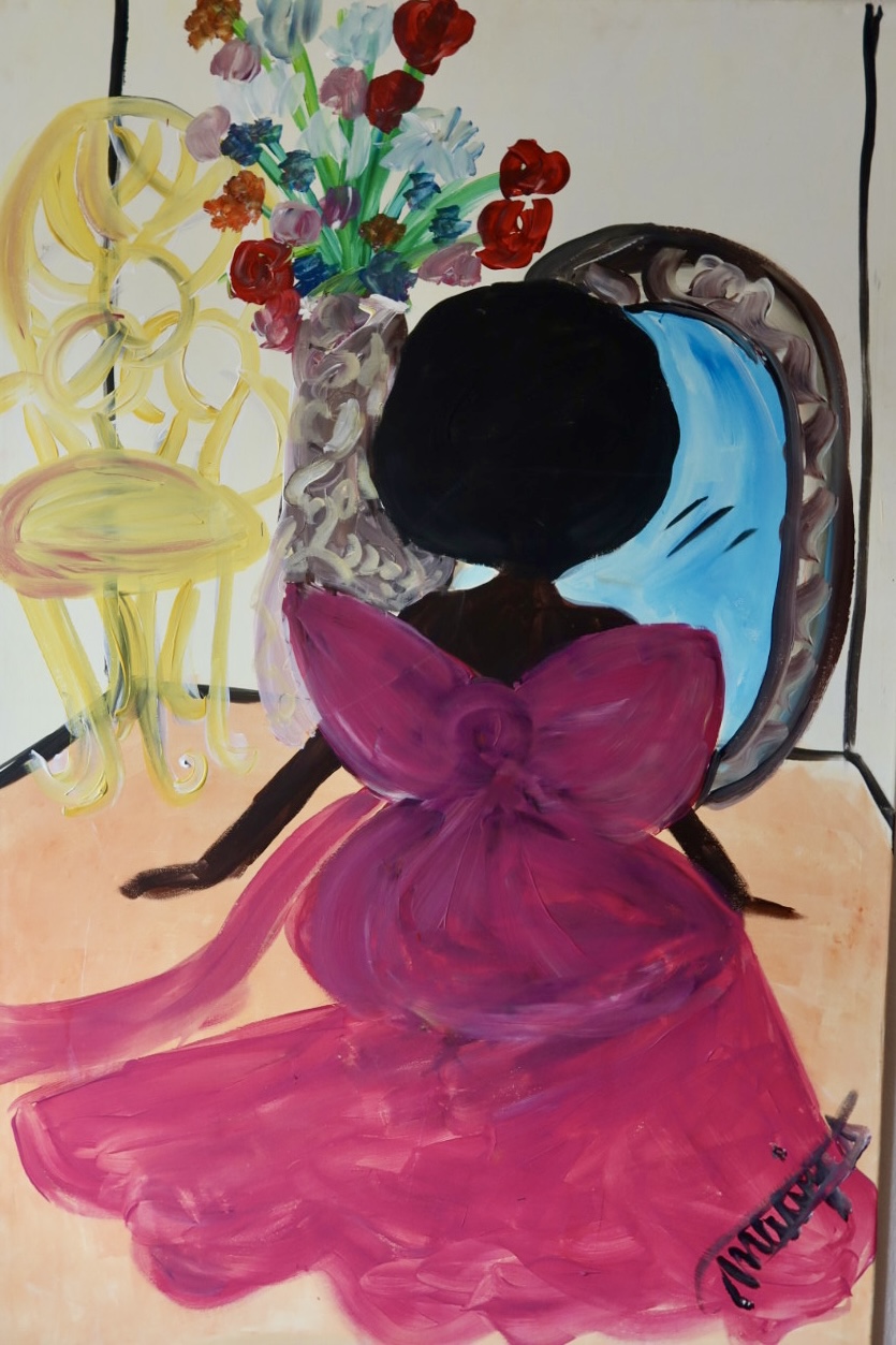 Just a Spek In the universe. acrylic on canvas painting (75 × 116 cm) by Amsterdam artist Michelle Amo